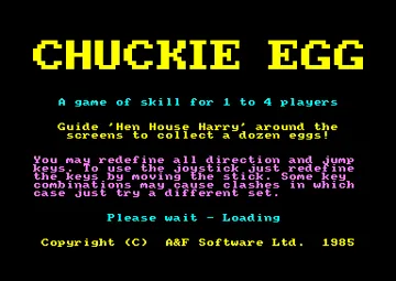 Chuckie Egg (UK) (1985) screen shot title